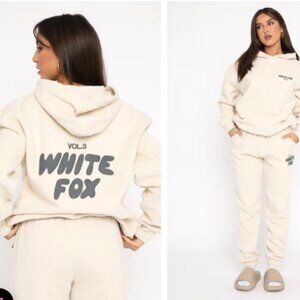 White Fox Offstage Sweatpants and hoodie